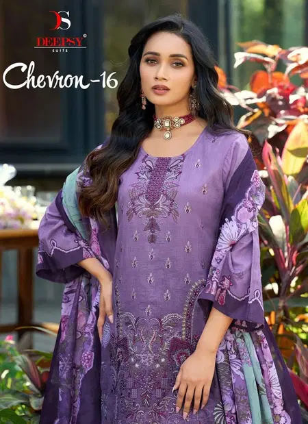 Cheveron Vol 16 By Deepsy Pure Cotton Heavy Embroidery Work Pakistani Dress Material Wholesale Market Surat